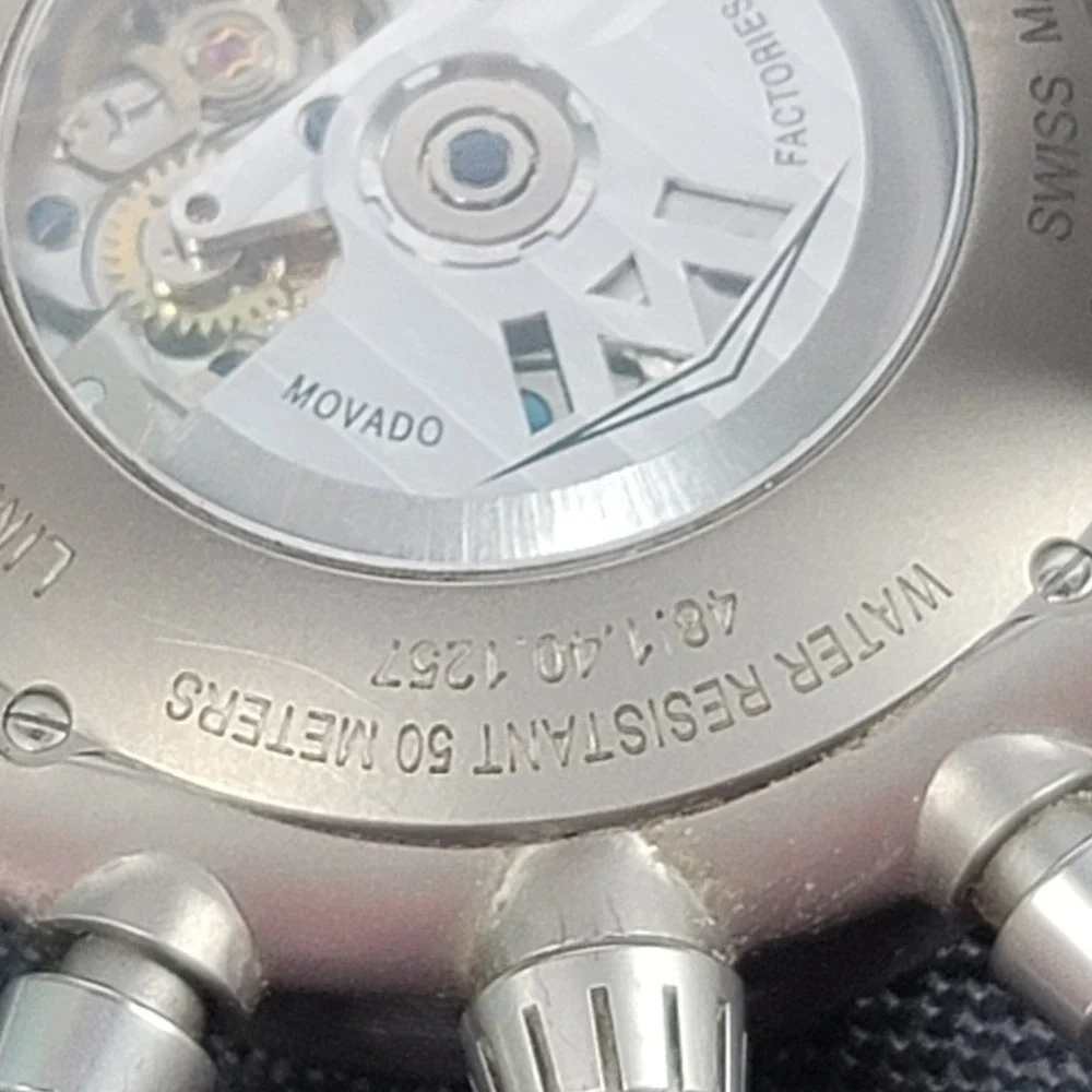 Movado Parlee Auto/Chronograph 16/75 Blue Limited Edition Watch $8500 MSRP